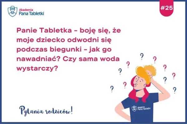 Rodzic pyta o nawadnianie dziecka przy biegunce, obawiając się odwodnienia. Czy sama woda wystarczy? To pytanie, które może pojawić się nawet przy łagodnej formie cholery.
